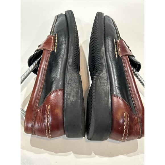 Bass Marine Men’s 10 Black Brown Leather Tassel Loafers Comfort Casual Shoes